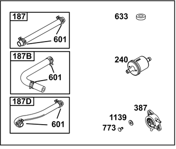 Fuel Supply Group Diagram and Parts List for 31Q507-0017-H5 200000 - 399999 Briggs and Stratton Engine